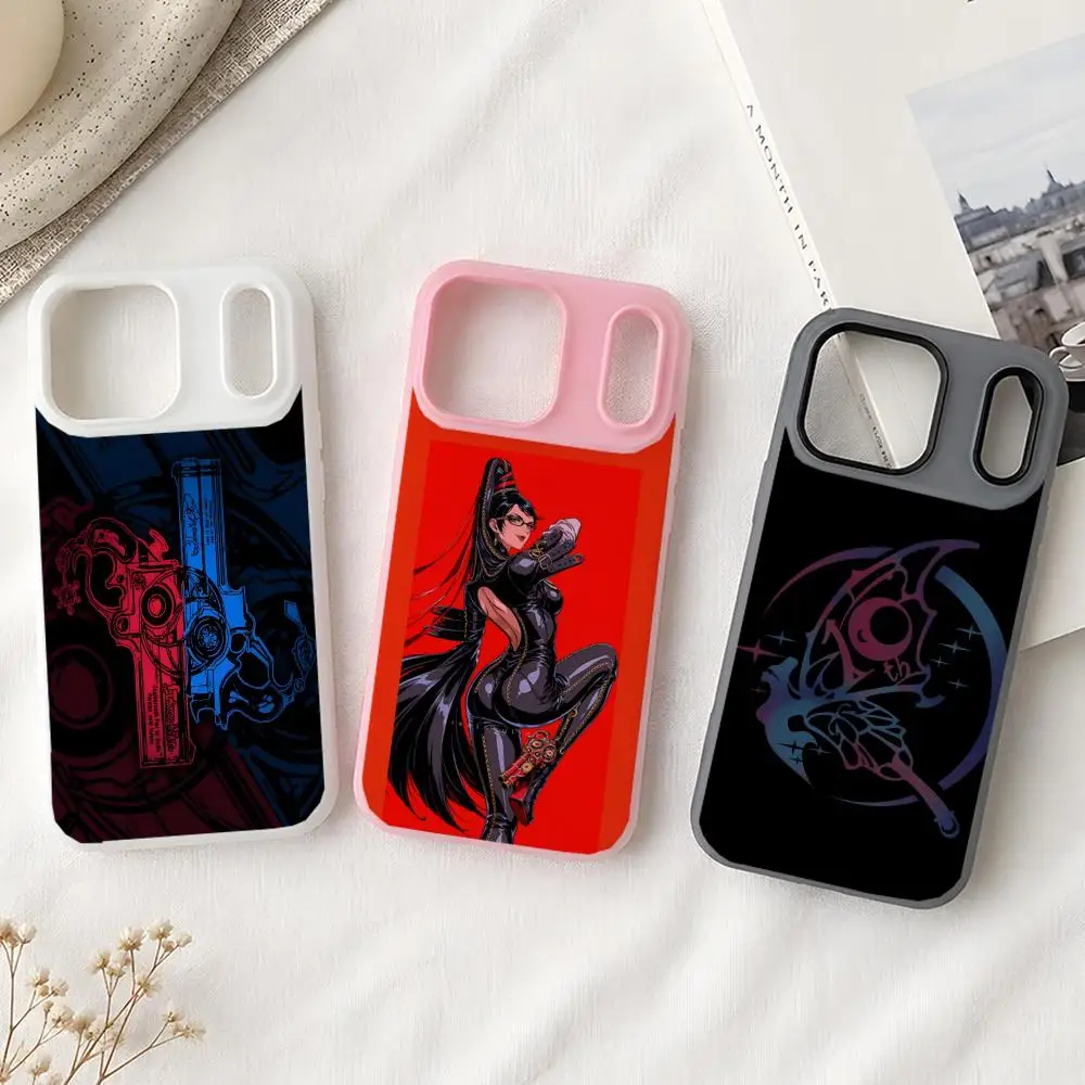 Funda para teléfono Action Game B-Bayonetta para iPhone serie 11-17, funda colorida 2 en 1 de protección total transparente mate tipo gel