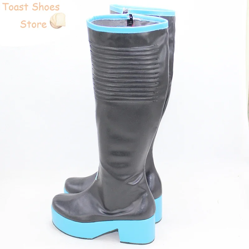 2025 zapatos de Cosplay zapatos de cuero PU forma Mikuu Cosplay Halloween carnaval botas accesorios de Cosplay disfraz Prop