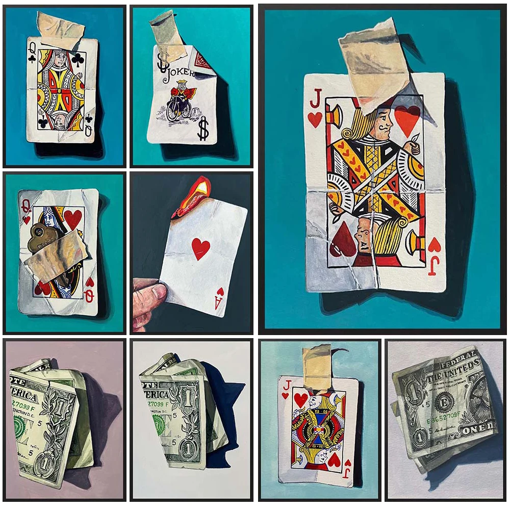 

Poker Joker Playing Cards Queen King Casino Prints Wall Pictures For Living Room Decor Poster Wall Art Canvas Painting Unframed