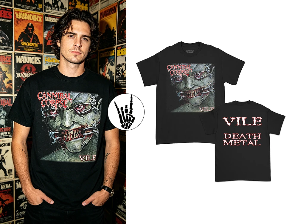 New Summer Pure Cotton T-Shirt with Rock Style Graphic Print Women Street Fashion Apparel Men's Heavy Metal Short-Sleeve Top