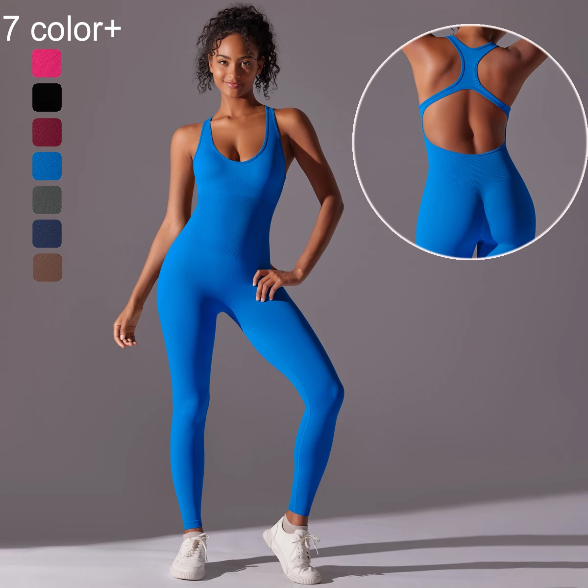 Summer Gym Seamless Bodysuit for Woman Backless Shaping Jumpsuits High Strength Workout Lifting Sports Tummy Control Shapewear