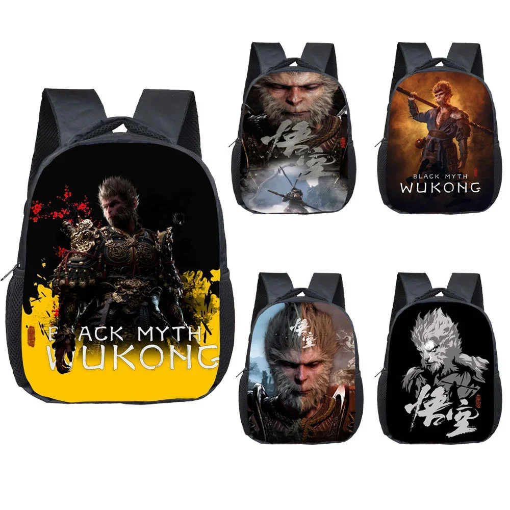 

New Black Myth Wukong Backpack Little TreasureMary Children's Schoolbag Cartoon Horror Games Anime Monkey Backpack Shoulder Bag