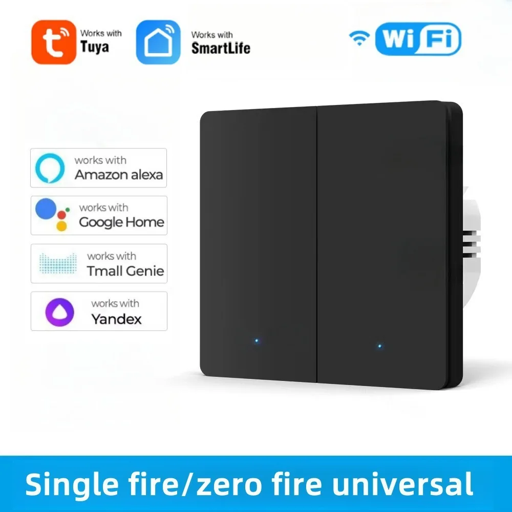 Smart Home Tuya WiFi Light Wall Switch EU Standard Remote Control Push Button Module Alexa Voice Assistant Automation Tool