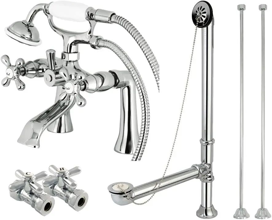 Cck268C Vintage Deck Mount Clawfoot Tub Faucet Package, Polished Chrome 7 Inch