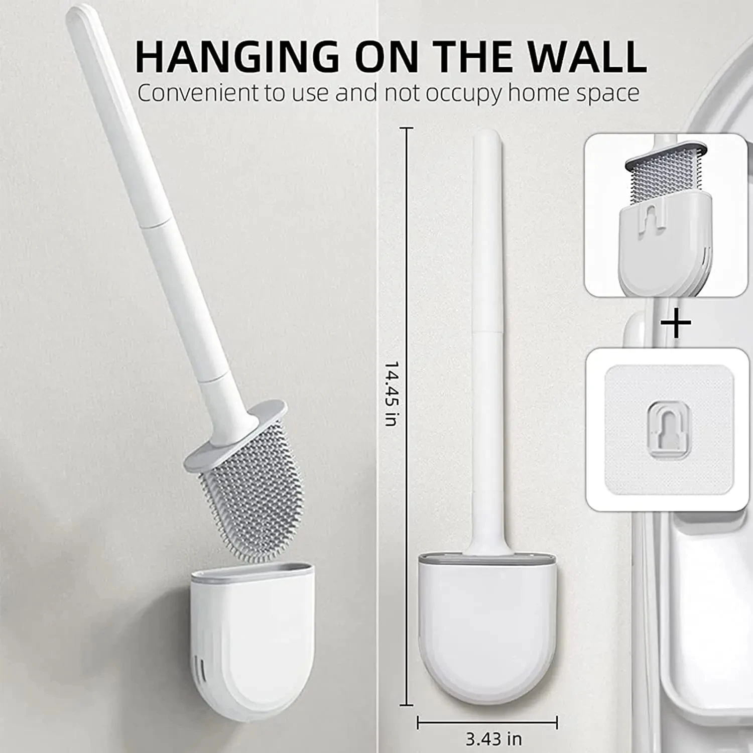 1pcsSilicone Toilet Brush and Holder Wall Mounted for Bathroom Quick Drying Efficient Professional Deep Cleaning