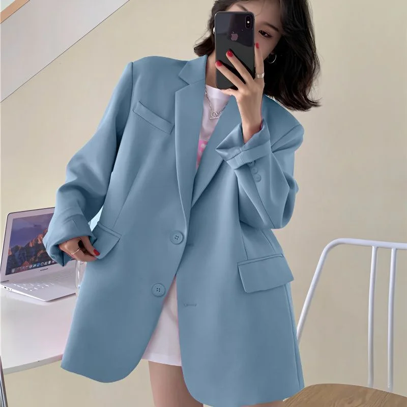 2025 mulheres avançadas mangas compridas topos outwear coreano femme nova cor sólida blazer casaco primavera outono senhoras moda terno jaqueta