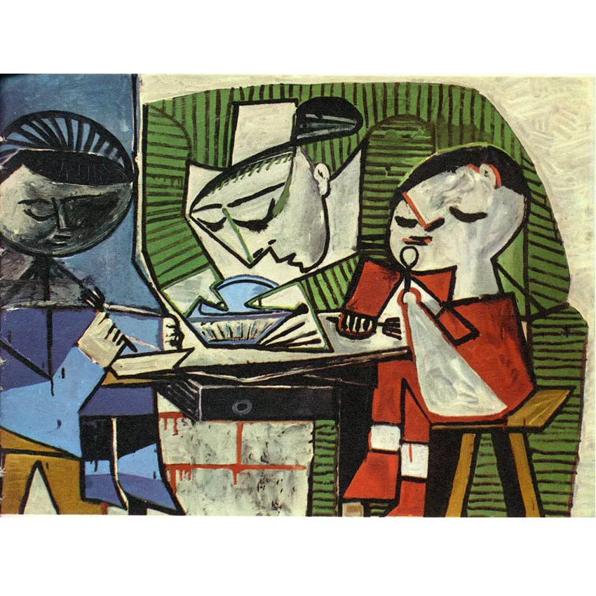 Breakfast (1953) by Pablo Picasso Handpainted famous painting reproduction Abstract oil painting for dining room Home decor