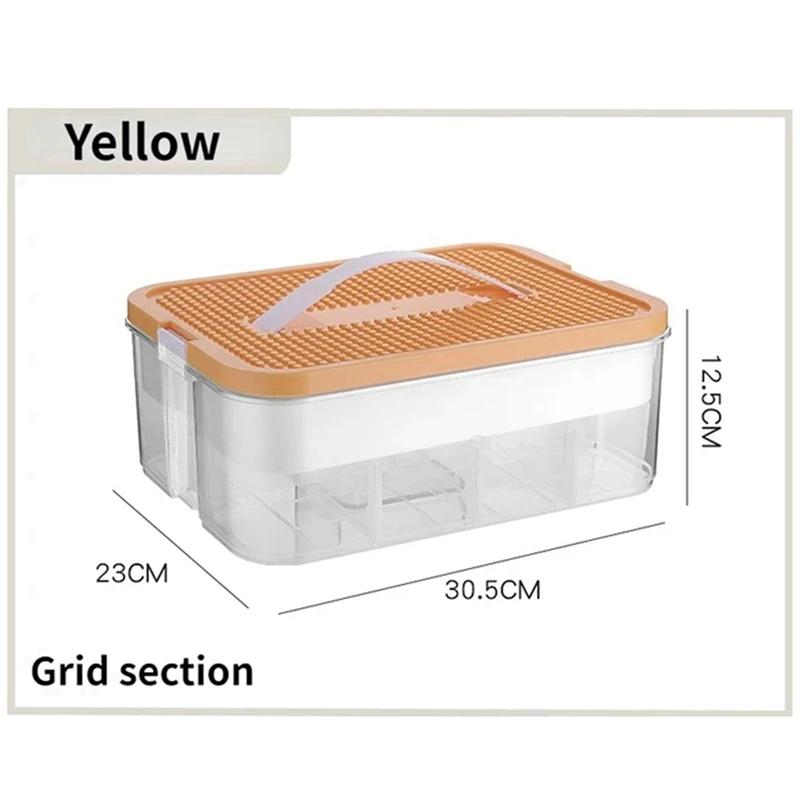 Kids Building Blocks Storage Box Adjustable Sundries Container Storage Case Yellow-A 1 PCS