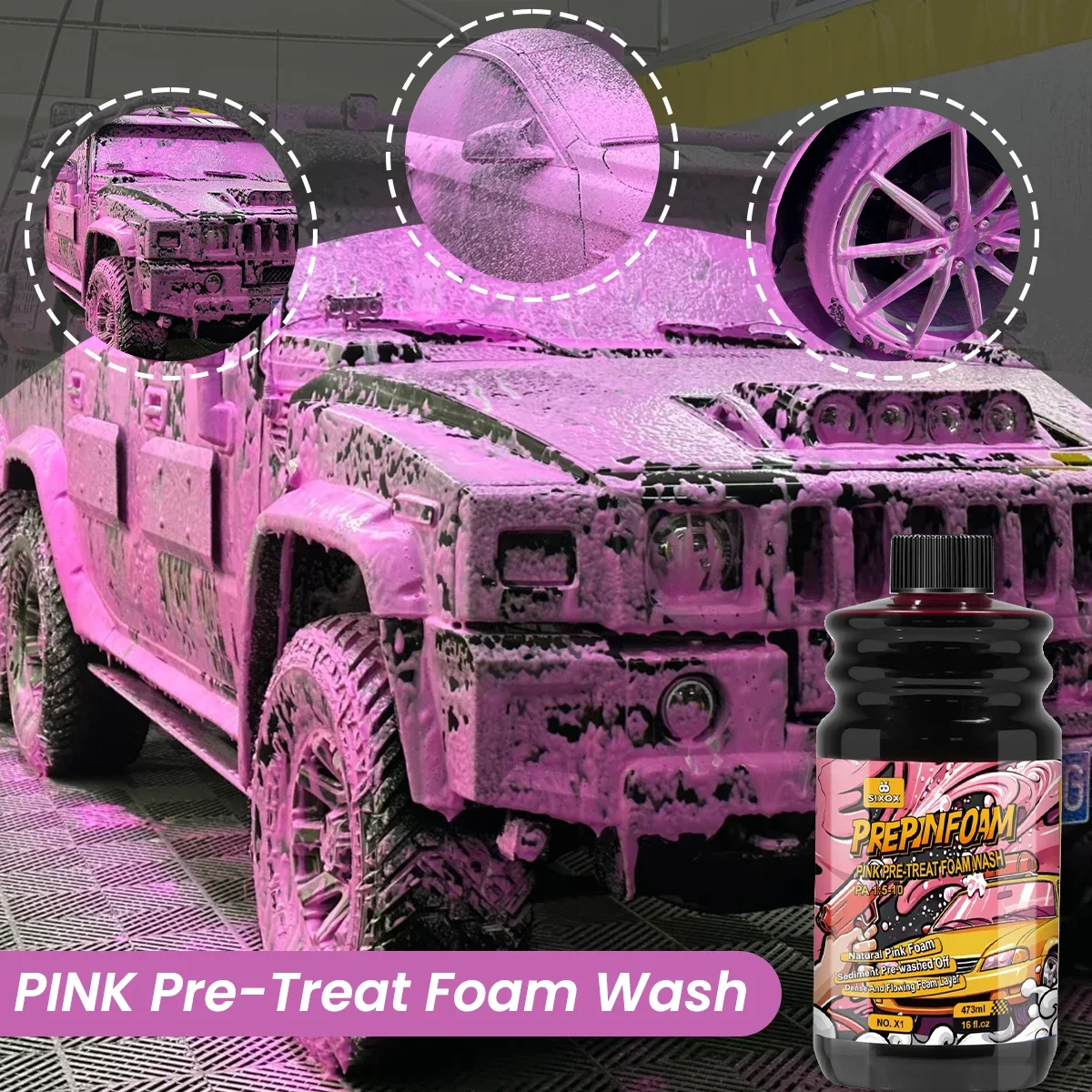 Pink Magic Foam Car Wash Shampoo Car High Concentration Sediment Natural Pink Foam Pre-washed Off Wash Super Foam Cleaner X1 ﻿