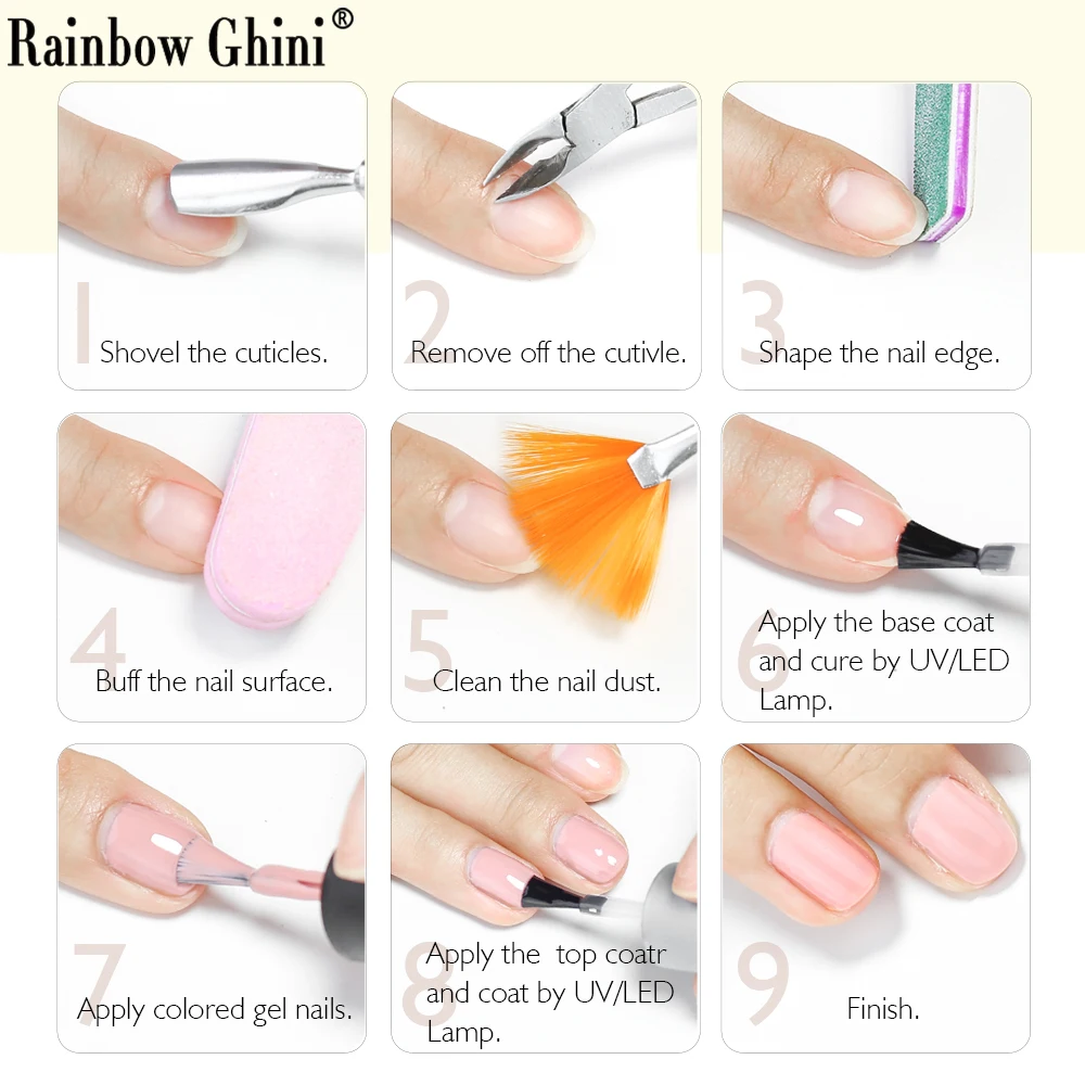 Rainbow Ghini 150 Cores Série Nail Gel Polonês Colorido Glitter Lantejoulas Gel UV LED Gel Nail Art Manicure DIY Design Vernizes