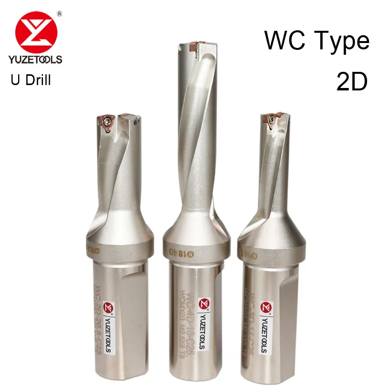 Yuzetool WC سلسلة إدراج بت U الحفر 2D 14 مللي متر-70 مللي متر التنغستن الصلب تويست سريع لكل WCMX WCMT الميكانيكية مخرطة أداة التصنيع باستخدام الحاسب الآلي