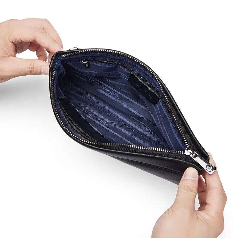 Genuine leather men's handbag, fashionable and high-end envelope bag, personalized and trendy grab bag