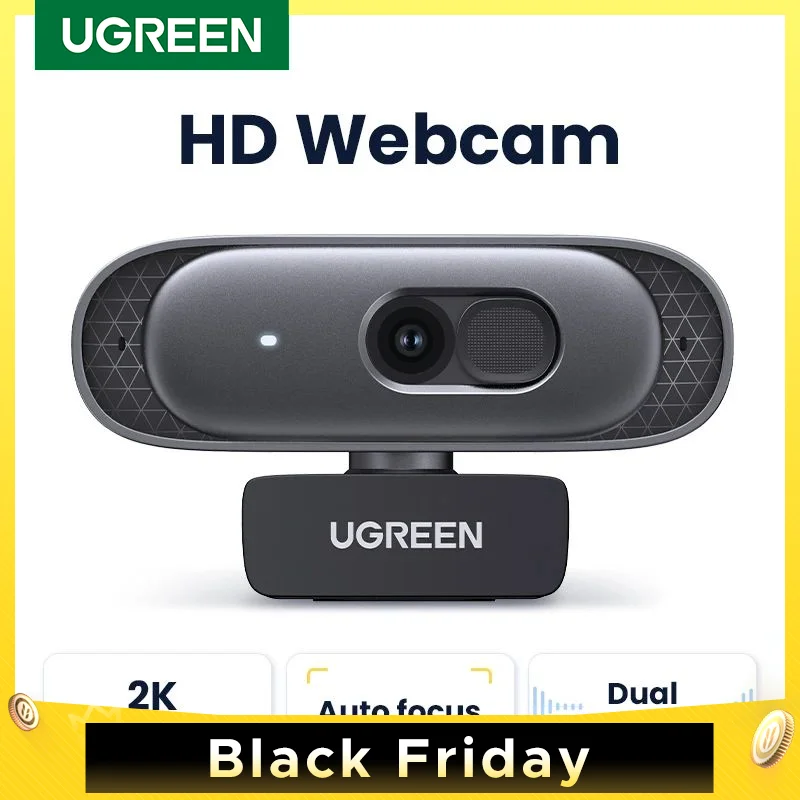 UGREEN USB Webcam 2K HD Mini Webcam For Laptop Computer Web Camera Dual Microphones for Youtube Zoom Video Calling 2K USB webcam