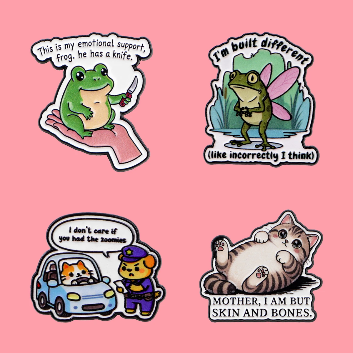 Sarcastic Internet Quotes Enamel Pin Funny Cat Frog Lapel Backpack Pins Badges Cute Brooch for Clothes Jewelry Gifts for Friends