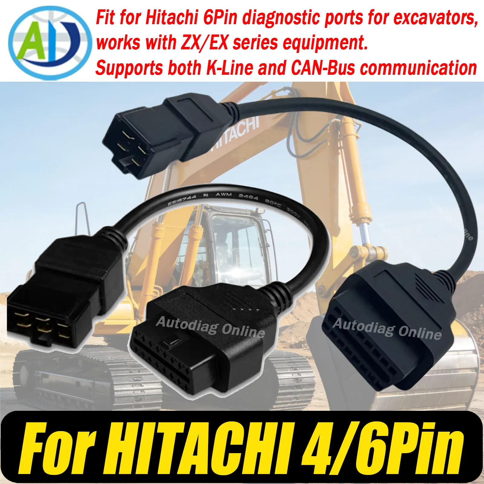 Image of Für HITACHI 4-Pin 6-Pin zu OBD2 Diagnose-Verbindungskabel 24V Dieselfahrzeuge mit HITACHI Steuermodul OBD2 Diagnosekabel