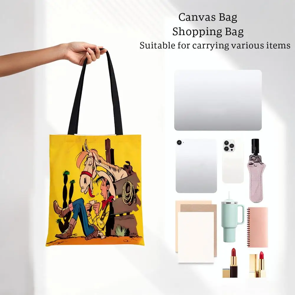 Stylish Western Classic L-Lucky L-Luke Storage Bags Bag Shopping  Large Capacity Lightweight Daily Use Single Shoulder