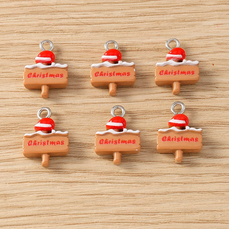 10 Stück Niedliche Weihnachtsanhänger aus Kunstharz: Weihnachtsmann, Baum, Hirsch für die Herstellung von Ohrringen, Halsketten, DIY-Bastelarbeiten und Schmuckzubehör – Detail 26