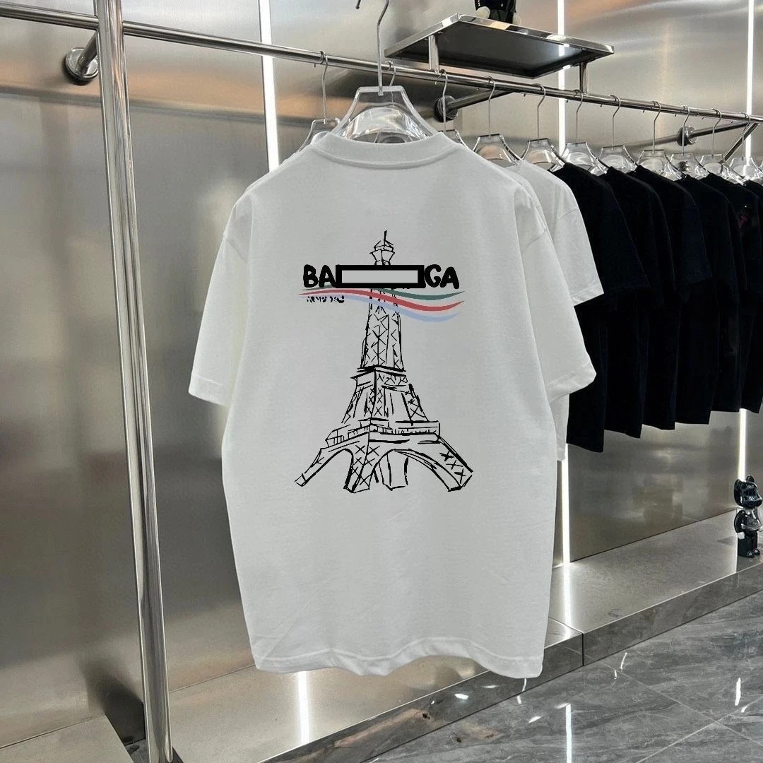 

25 Heavy Letter Printing T-shirt Men's Summer Casual Fashion Trend High-end Short-sleeved Loose Comfortable Top Couple Clothing