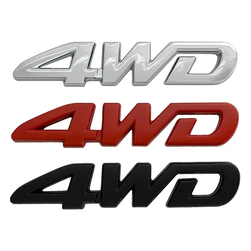 3D Metal 4WD Logo Letters Universal Car Emblem Badge Decal Sticker For Hyundai Jeep Suzuki KIA Toyota Hodna Styling Accessories