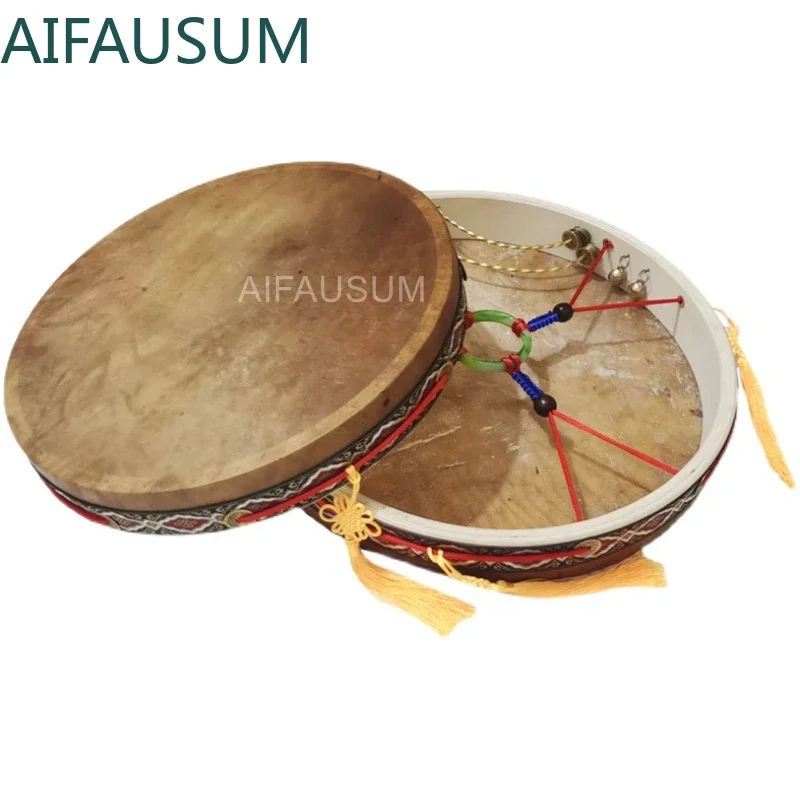 Handmade Shaman drum Natural Black cowhide Frame Drum tambourine with drum bag,40cm,30cm