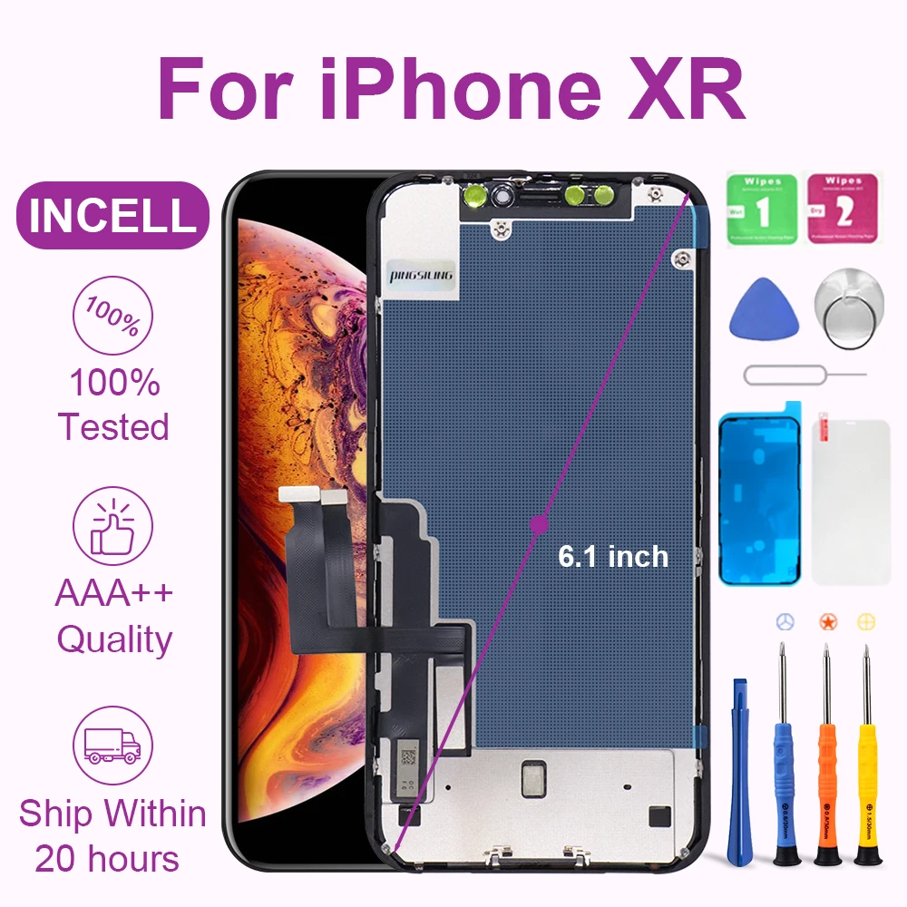 PINGSILING Pantalla LCD de Alta Calidad para iPhone XR, 100% Probada, Reparación de Pantalla INCELL para iPhone XR