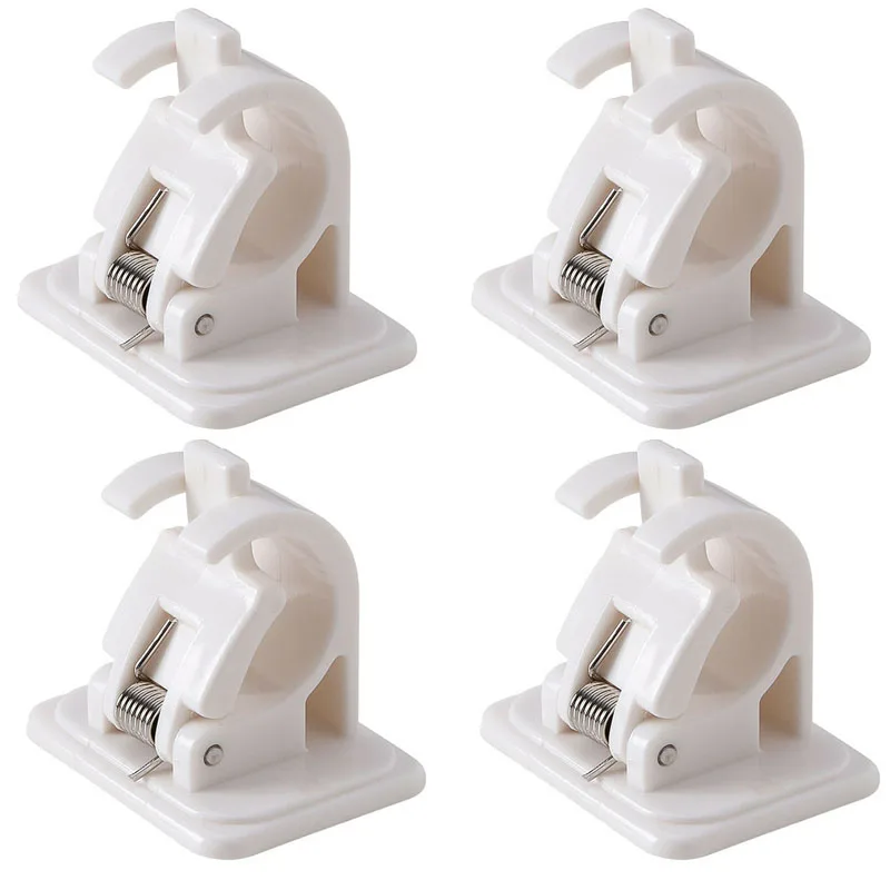 

2/4Pcs White Adjustable Curtain Rod Clip Self Adhesive Curtain Brackets Wall Bracket Holder Nail-Free Home Wall Hanging Clip