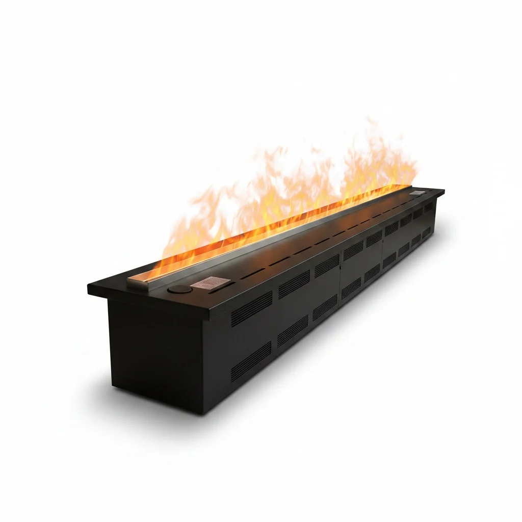 

Water Vapor Electric Fireplace, Carbon Steel 700 x 240 x 200 mm, 3D Atomization Unit, LED Ventless, Freestanding Indoor