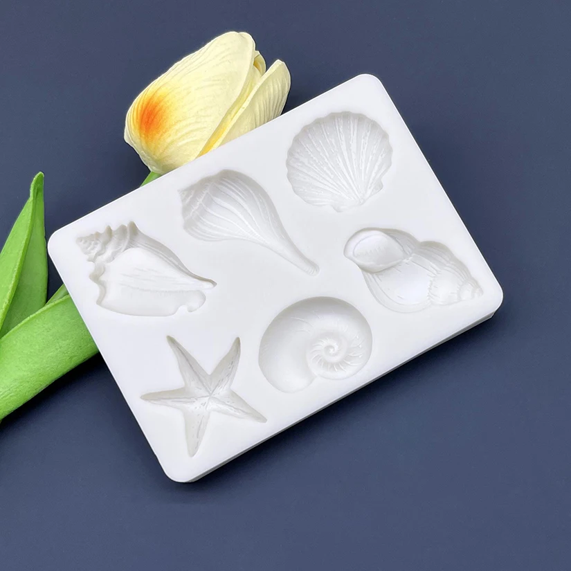 Shell Conch Starfish Sea Silicone Sugarcraft Mold Chocolate Cupcake Baking Mould Fondant Cake Decorating Tools