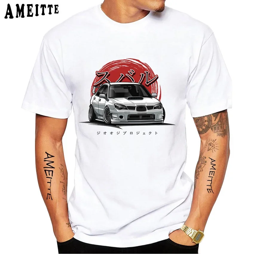 New Summer Men's Short Sleeve Impreza WRX STi Blue Classic Car Print T-Shirt Harajuku White Casual Boy Tees Hipster Cool Tops