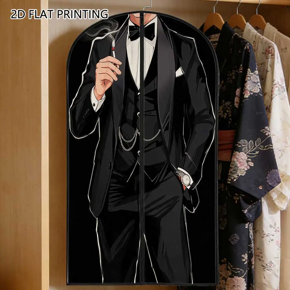 1pc Gentleman Suit Figure Compressed Dust Cover Clothes Compression Hanging Storage Bag Household Wardrobe Organizer