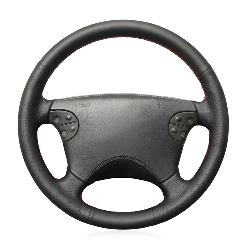 Black Artificial Leather Car Steering Wheel Cover for Mercedes Benz CLK-Class W208 C208 1999-2003 E-Class W210 W463 1999-2002