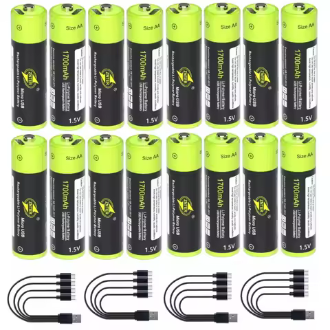 ZNTER AA rechargeable battery 1700mAh USB 1.5V rechargeable lithium polymer battery mouse camera microphone battery