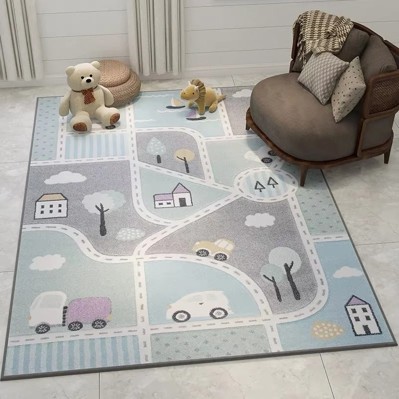 Cartoon Living Room Rug Children's Room Bedroom Soundproof Floor Mat Crawl Mat Play Mat Non-Slip Carpet Home Decor