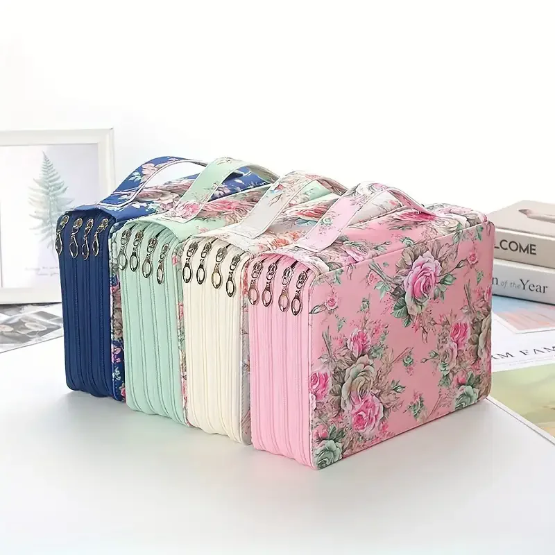 200-Hole Portable Canvas Pencil Case, Stationery Shockproof Storage Bag, Large Capacity Stationery Box