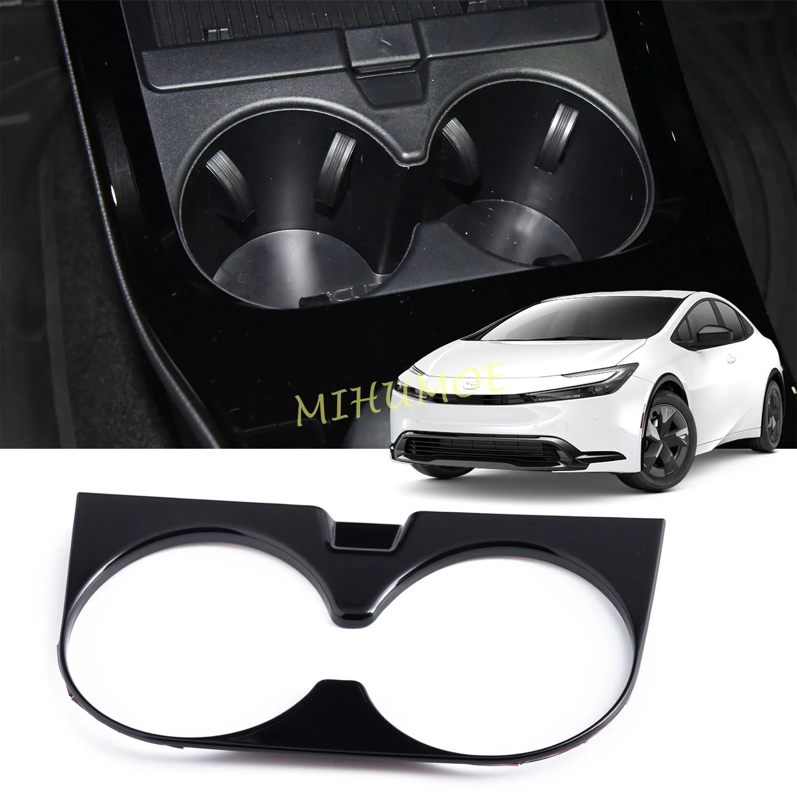

Glossy Black Center Console Cup Holder Cover Stylish For Toyota Prius 60 2023 2024 2025