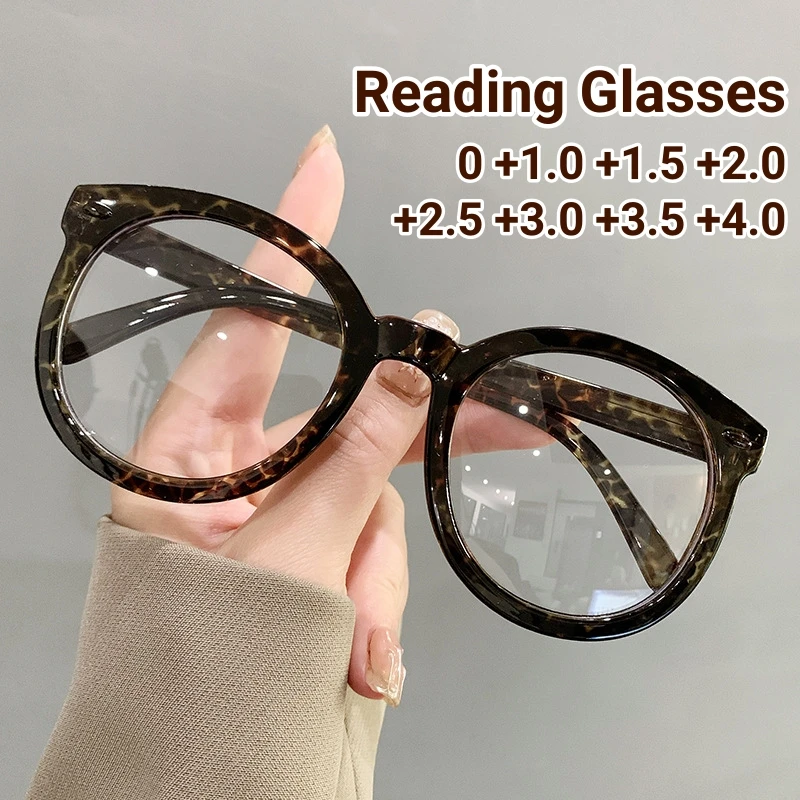 Retro Black Round Presbyopia Glasses Unisex Oversized Far Sight Glasses for Women Anti Blue Light Computer Reading Glasses