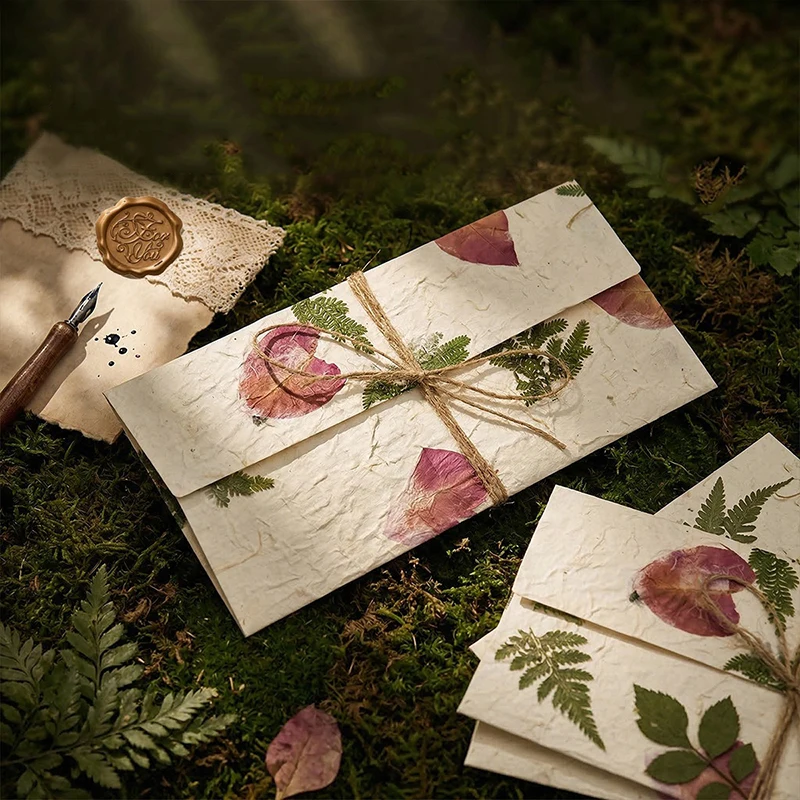 

20 шт. креативных конвертов для свадебных приглашений, ручной работы, из растительной бумаги, винтажные конверты для подарков, 10x20 см