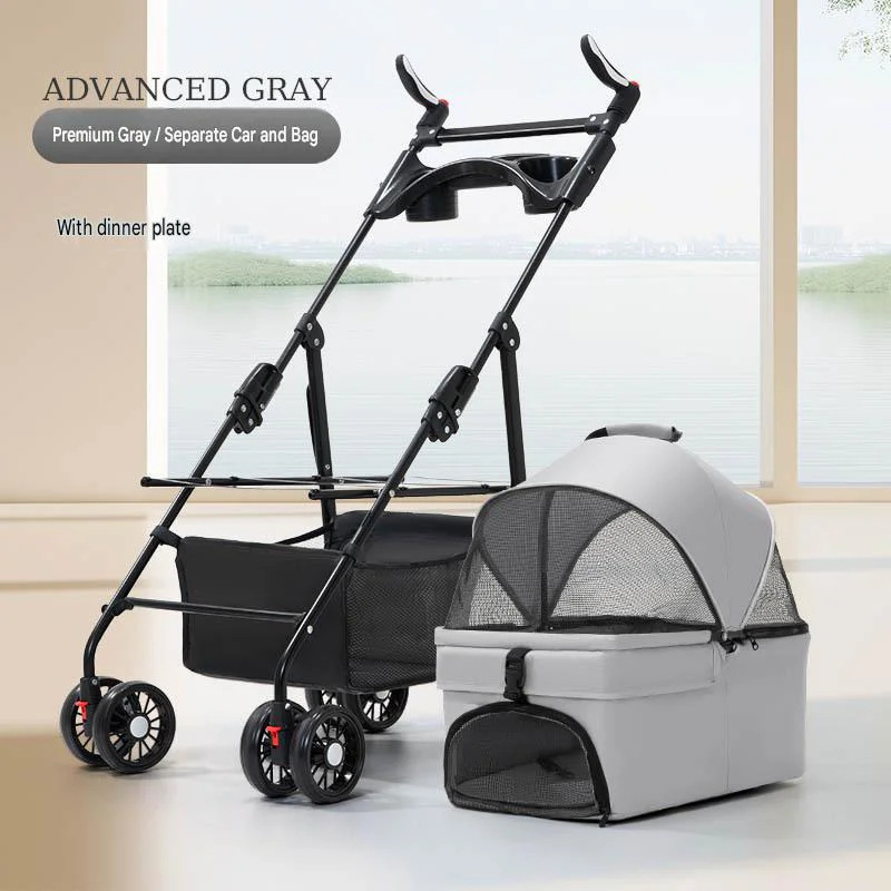 Foldable Metal Pet Outing Stroller for Dogs and Cats Pet Cart & Cat Carrier Model 005