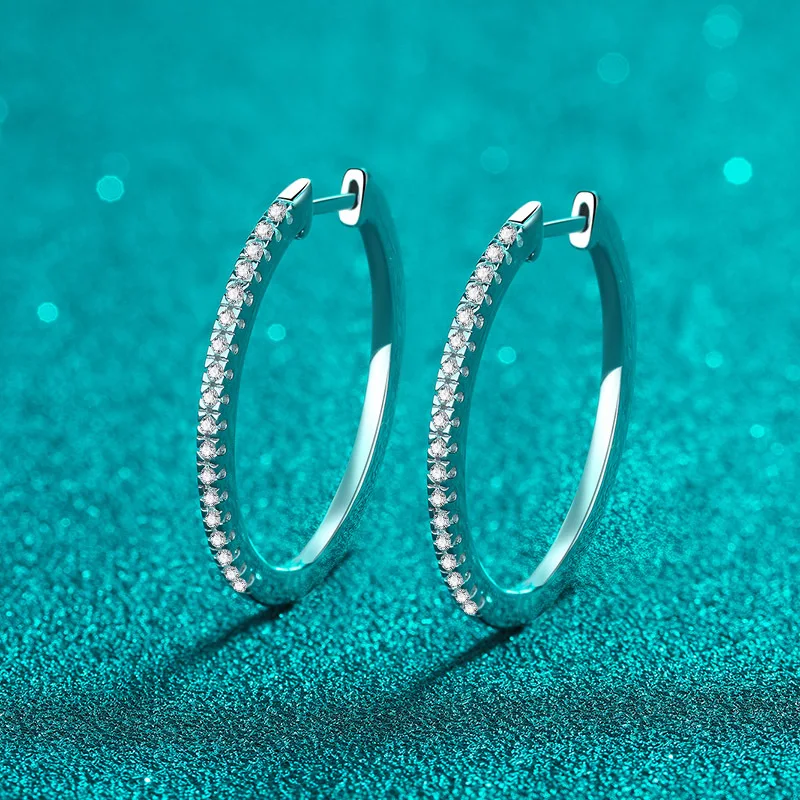 

0,54 карата D Цвет Муассанит S925 Серебряные серьги-кольца для женщин с покрытием Pt950 Микроинкрустация Подарок для влюбленных Ушные обручи Ювелирные изделия оптом