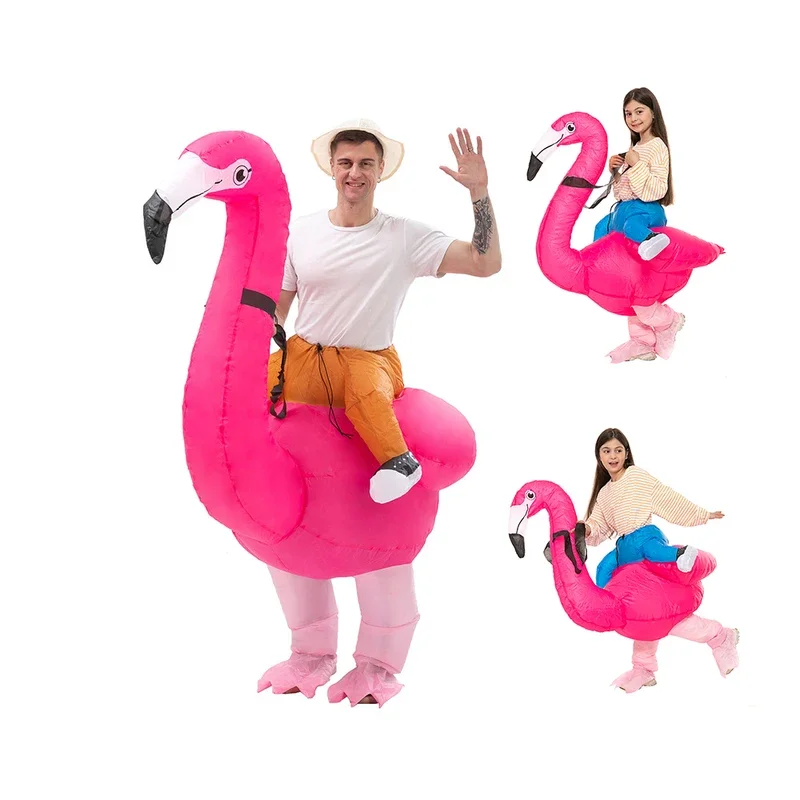 EE01 Halloween Adults Kids Inflatable Flamingo Costume Suit Funny Animals Cosplay Air Blow-up Suits Carnival Theme Party&0Ww