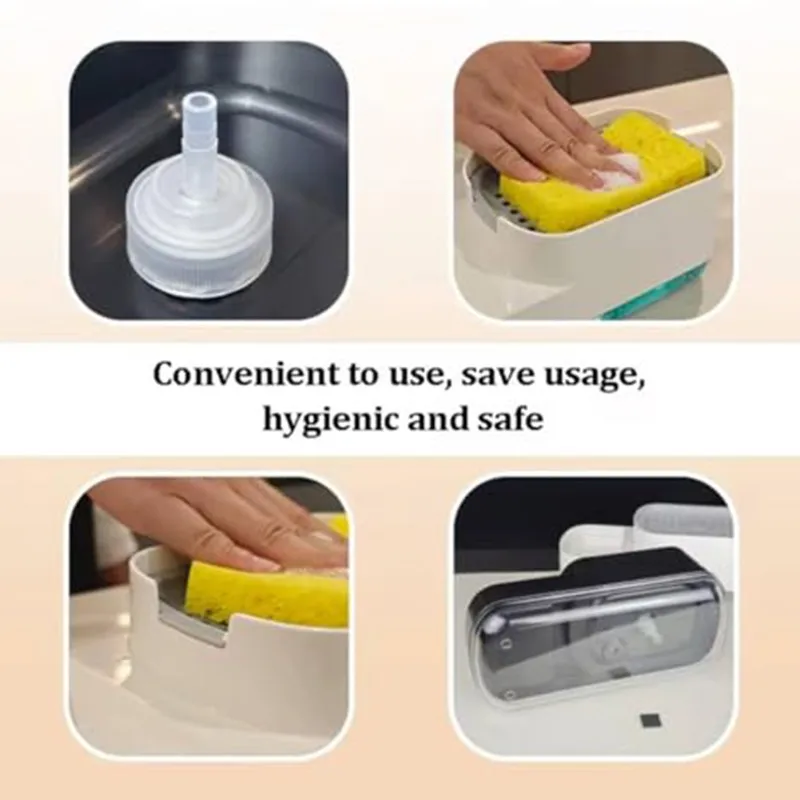 موزع صابون أوتوماتيكي من CHCH مع حامل إسفنجي، موزع صابون سائل يدوي متضمن، للاستخدام في المطبخ والحمام مع تخزين #1