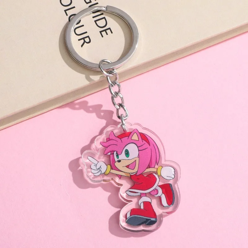 Anime Sonic the Hedgehog Acrylic keychain accessaries Cartoon funny Bag Pendant Gift cute bag charm Keyring Friends Fans Gifts