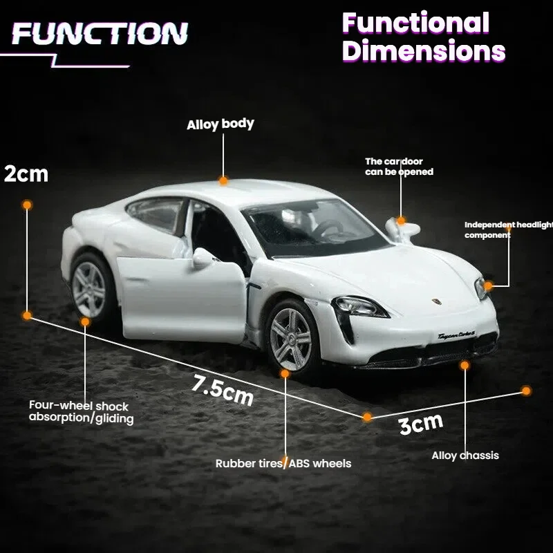 Bburago 1:64 Diecast Car Model Porsche GT2 RS Collectible Alloy Vehicle Toy Taycan Turbo Collectible Gift for Boys