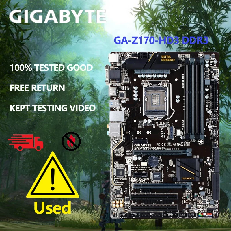 Used GIGABYTE motherboard GA-Z170-HD3 DDR3 has 4 DDR3 / DDR3L slots and supports 6th and 7th generation Intel Core processors