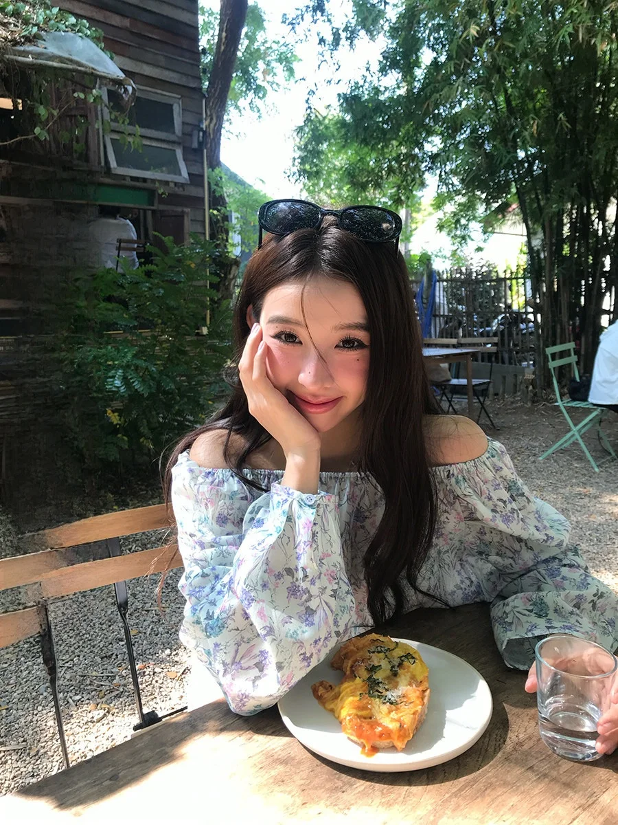 

Женская летняя тонкая рубашка Sinbounboun с цветочным принтом, на одно плечо, с длинным рукавом, из смесового хлопка и полиэстера, с защитой от солнца, повседневная