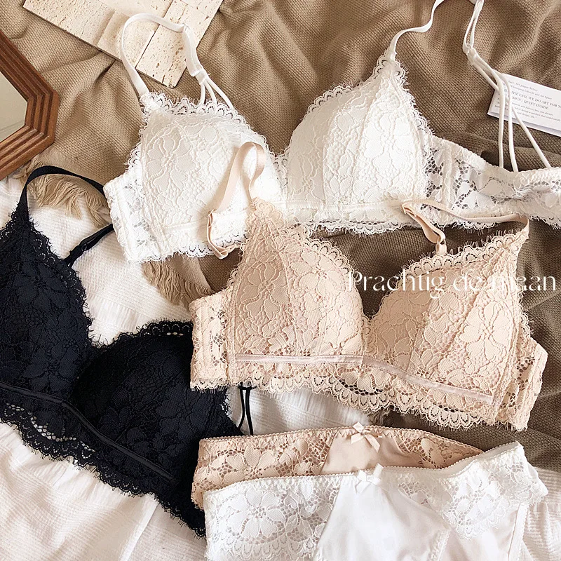 

Женские кружевные комплекты с бюстгальтером и трусами, сексуальное женское белье, бесшовное нижнее белье, удобные трусики без косточек с открытой спиной, женское нижнее белье