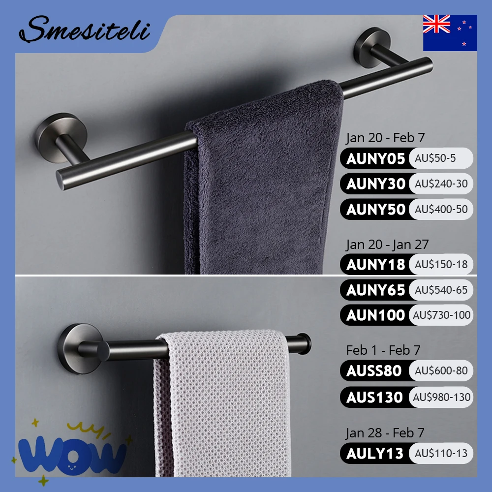 Bathroom Accessories Sets Matte Black Gunmetal Chrome Brushed Gold Robe Hook Towel Bar Paper Holder Smesiteli Stainless Steel