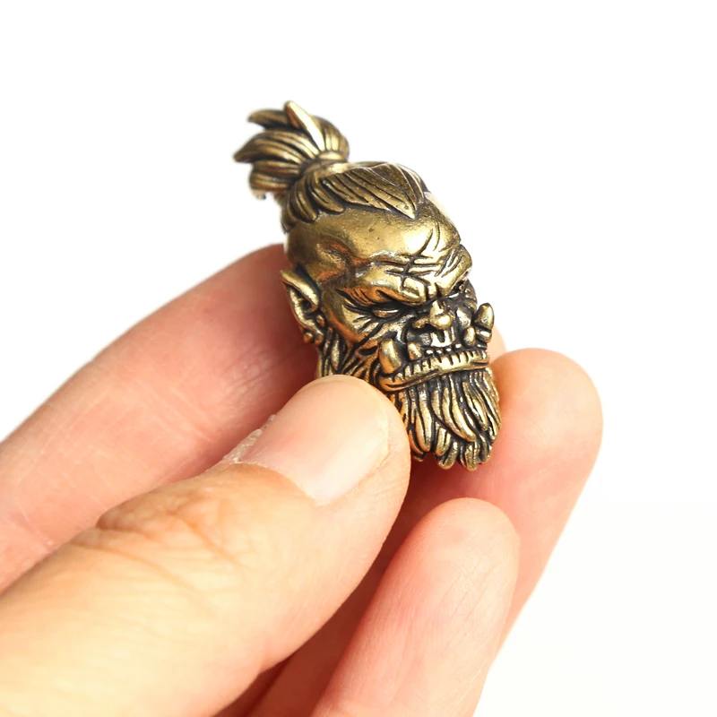 Orcish Warrior Head Sculpture Brass Knife Bead DIY Paracord Accessories Handmade Woven Decompression Toy Edc  Accessory