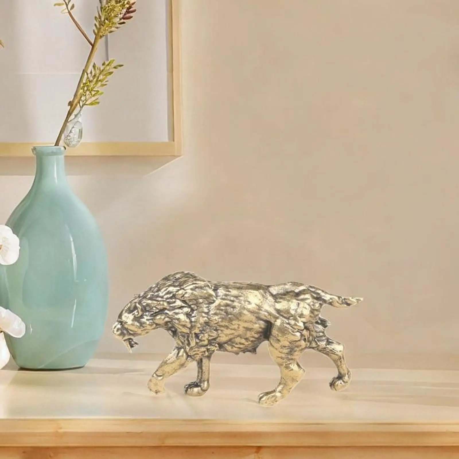 Mini Tiger Statue Animal Sculpture Ornament Tabletop Centerpiece Tea Pet Tiger