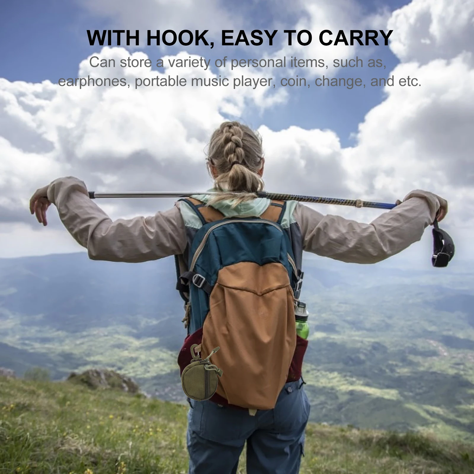 

Portable Headphone Case Coin Purse Bag Utility Pouch Outdoor Sports Small Change outside Waist